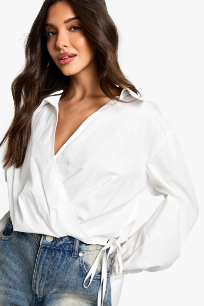 Product Cotton Poplin Wrap Detail Shirt