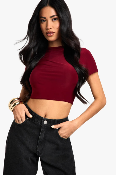 Product Slinky Basic Short Sleeve Crop Top