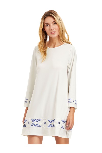 Product Beige floral print long sleeved single shoulder dress