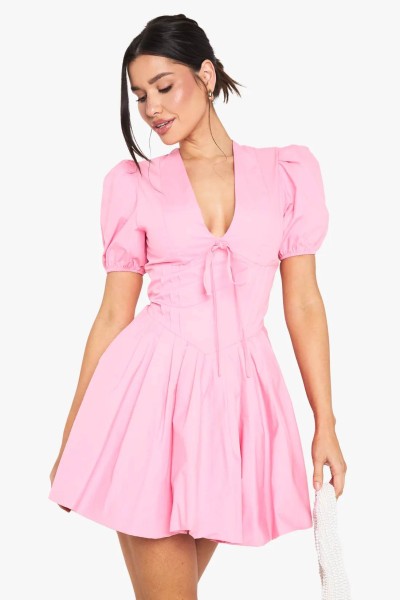 Product Tall Corset Detail Puff Sleeve Milkmaid Skater Dress