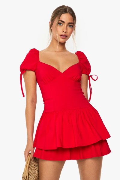 Product Frill Puff Sleeve Milkmaid Mini Dress
