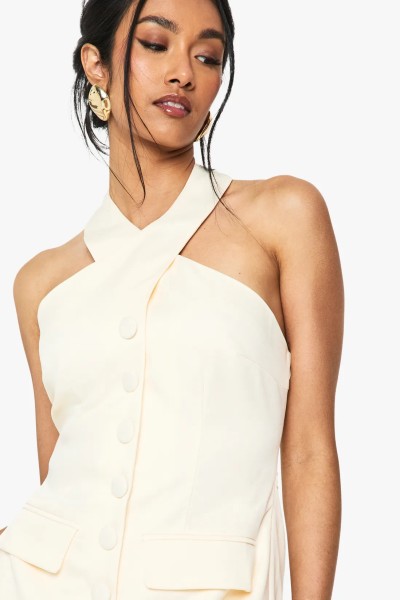 Product Halterneck Tailored Micro Mini Dress