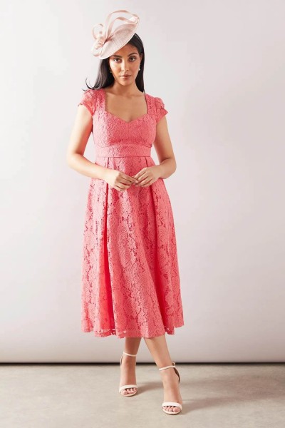 Product Petite Lace Sweetheart Neck Midaxi Dress