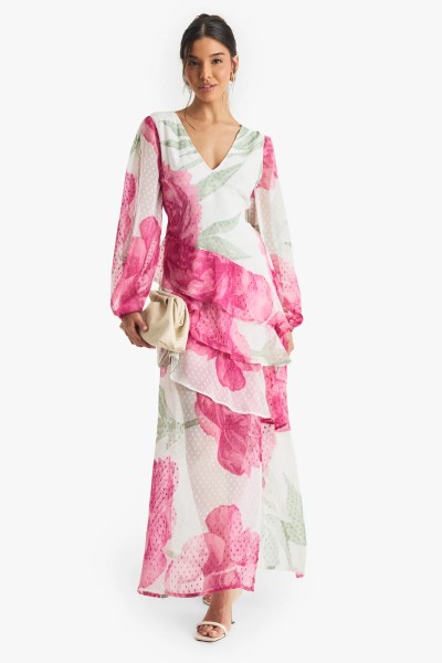 Product Floral Dobby Frill Detail Maxi Dress